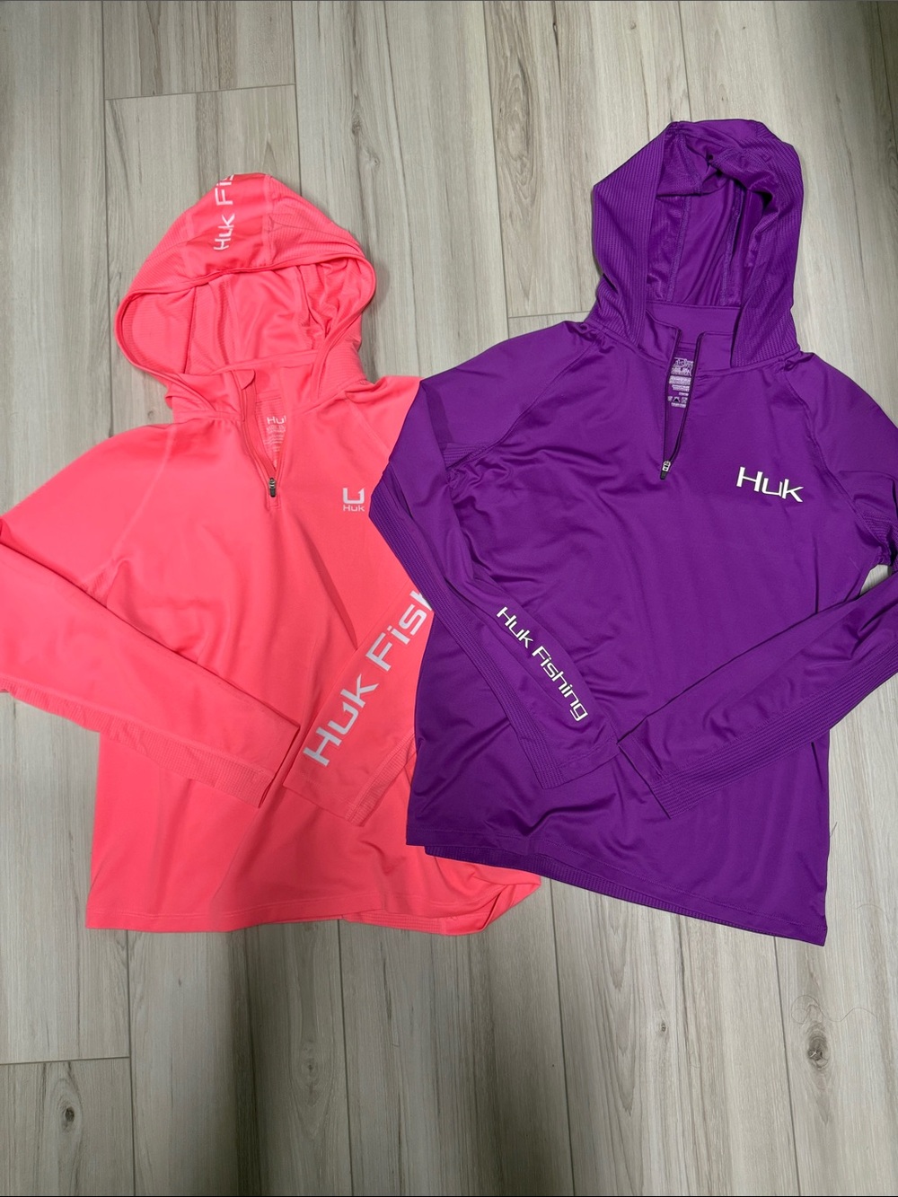 Huk Women’s Sun Hoodies - Coral Pink and Purple